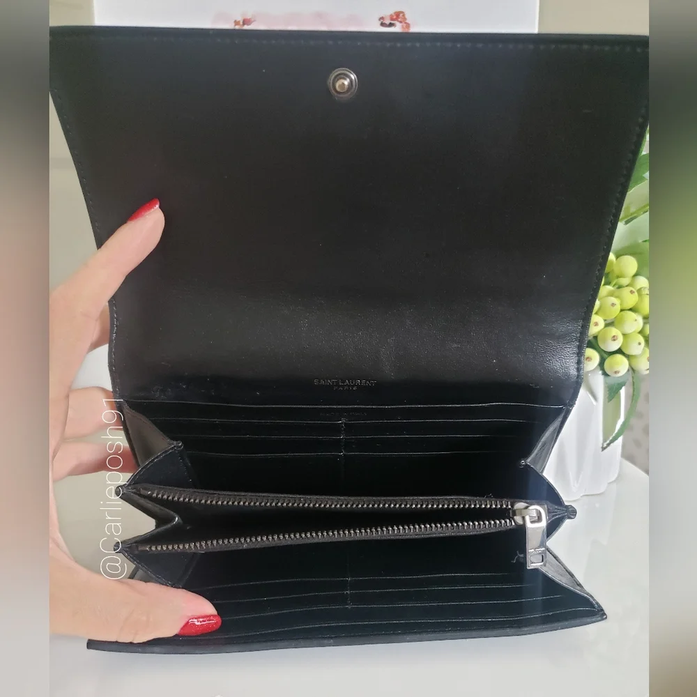 *SOLD* Authentic Pre-owned Yves Saint Laurent Flap Long Wallet - Picture 8 of 14